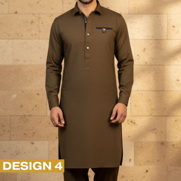 Zair Dark Brown Collar Shalwar Kameez Design 4