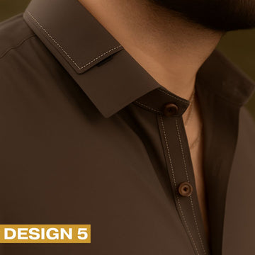 Zair Dark Brown Collar Shalwar Kameez Design 5