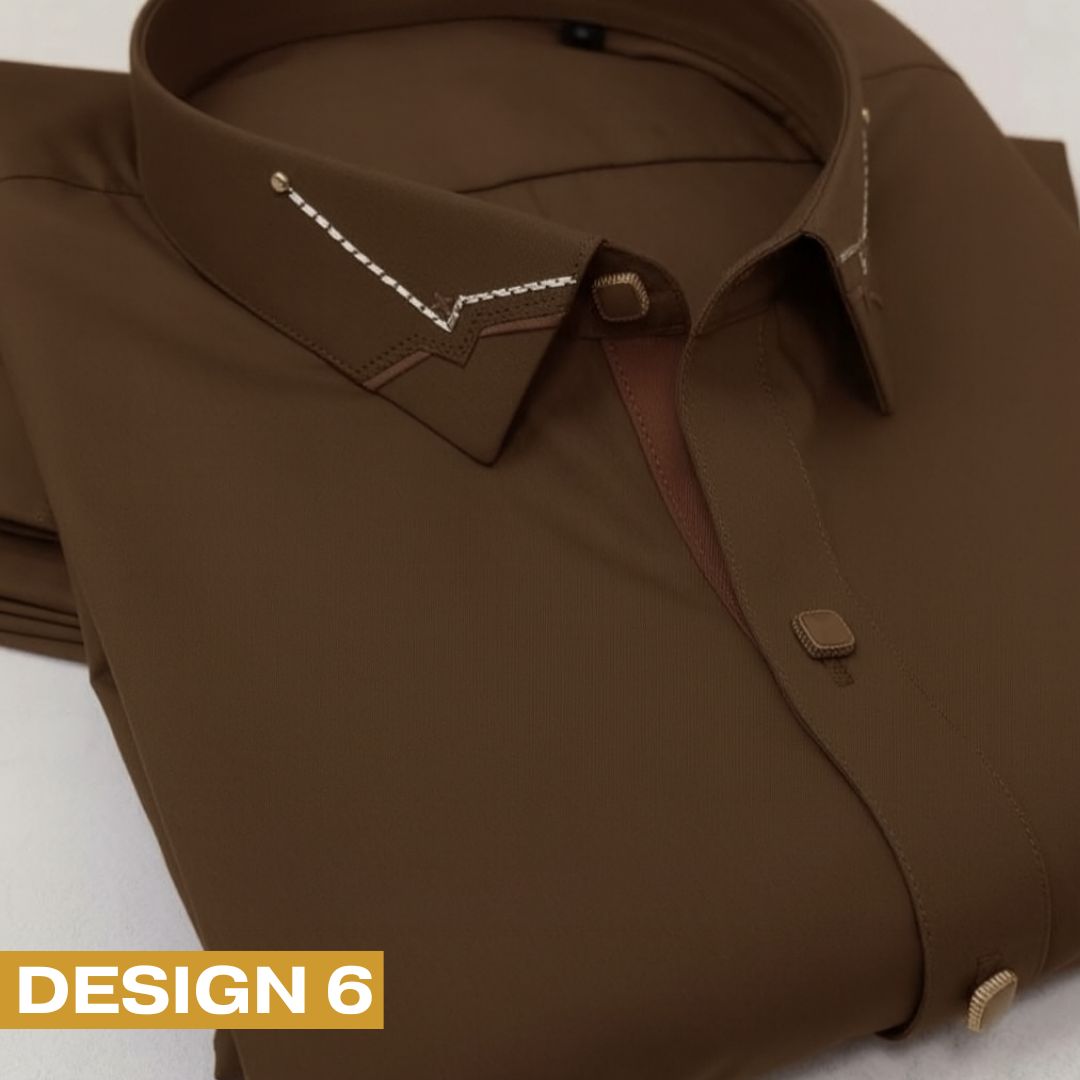 Zair Dark Brown Collar Shalwar Kameez Design 7