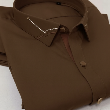 Zair Dark Brown Collar Shalwar Kameez