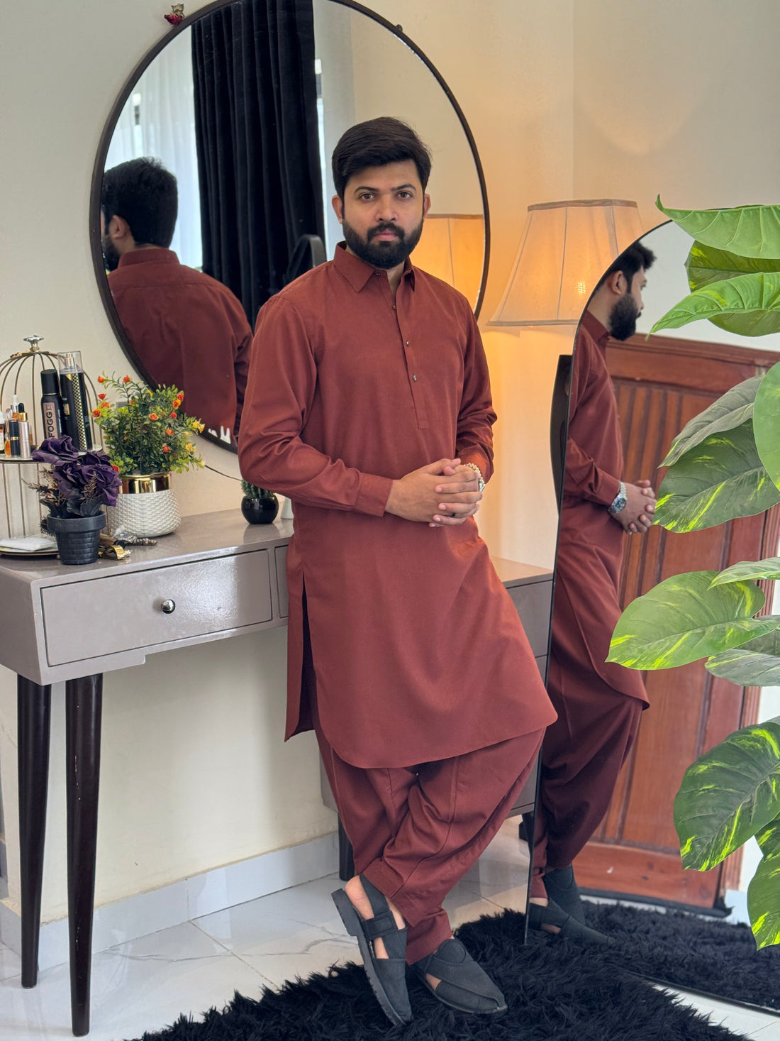 Zair Wash & Wear  Copper Double Stitched Shalwar kameez