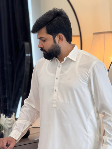 Zair Wash & Wear White Premium Double Stitched Shalwar kameez