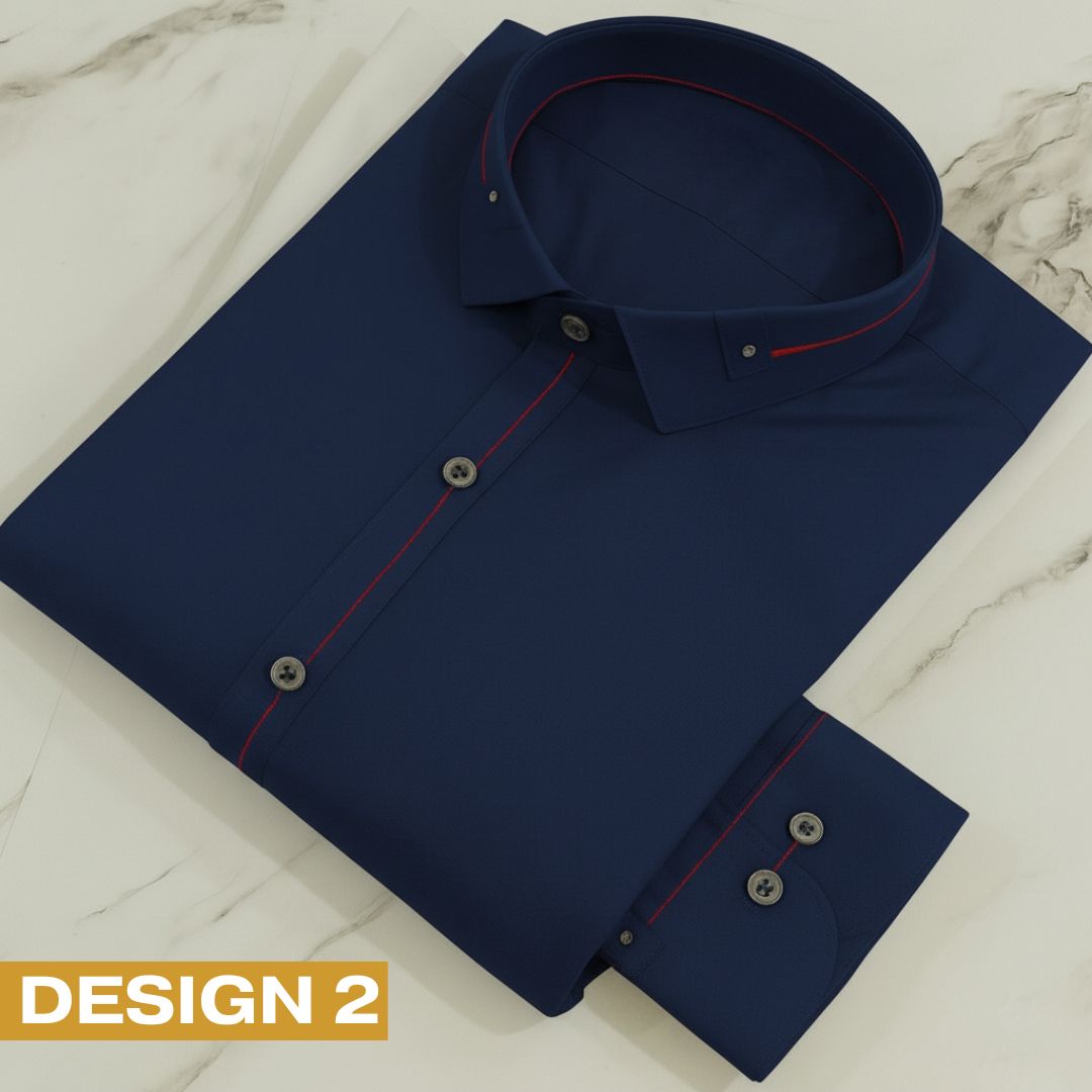 Zair Navy Blue Collar Shalwar Kameez Design 2