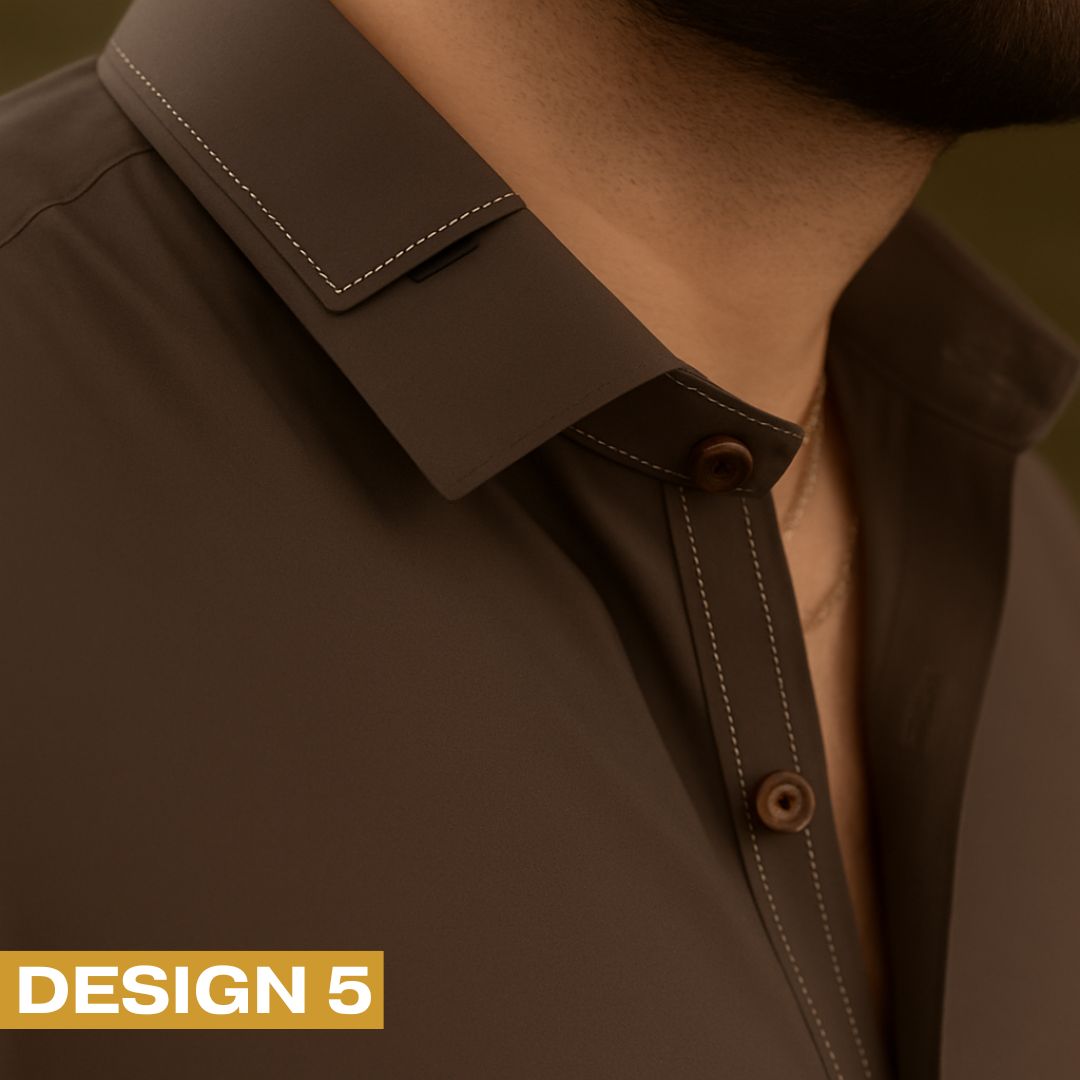 Zair Dark Brown Collar Shalwar Kameez Design 5