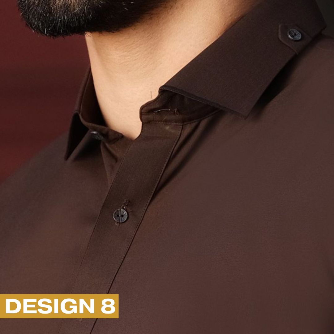 Zair Dark Brown Collar Shalwar Kameez Design 8