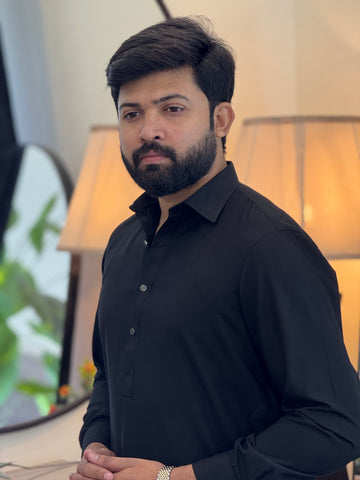 Zair Wash & Wear - Black Double Stitched Shalwar kameez