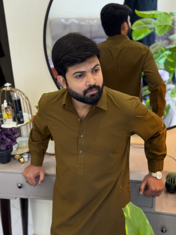 Zair Wash & Wear -  Mustard Double Stitched Shalwar kameez