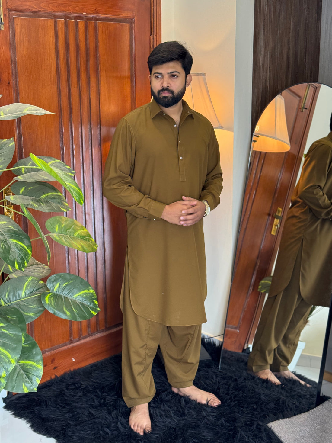 Zair Wash & Wear -  Mustard Double Stitched Shalwar kameez