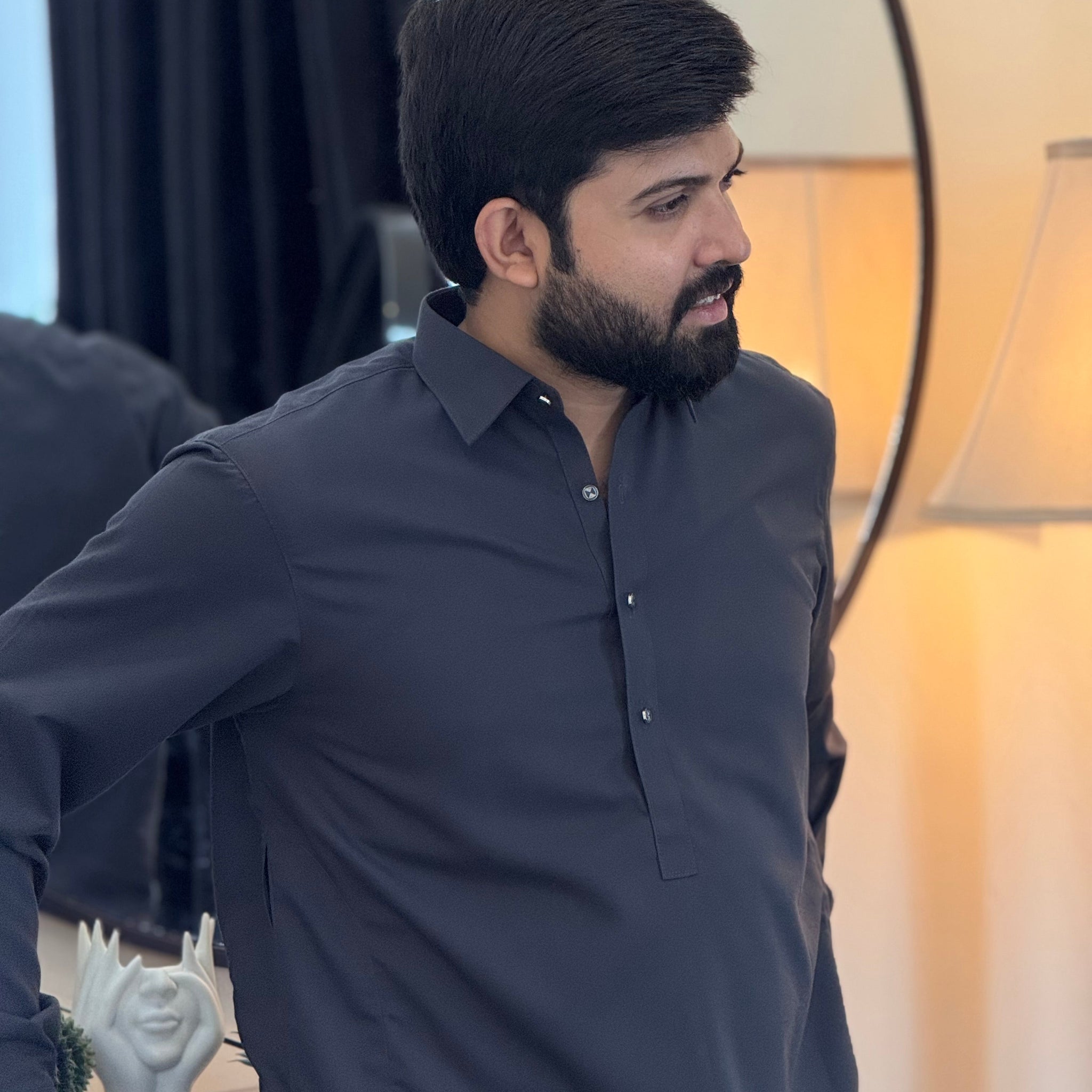 Zair Wash & Wear  Grey Double Stitched Shalwar Kameez-4 Season Wear